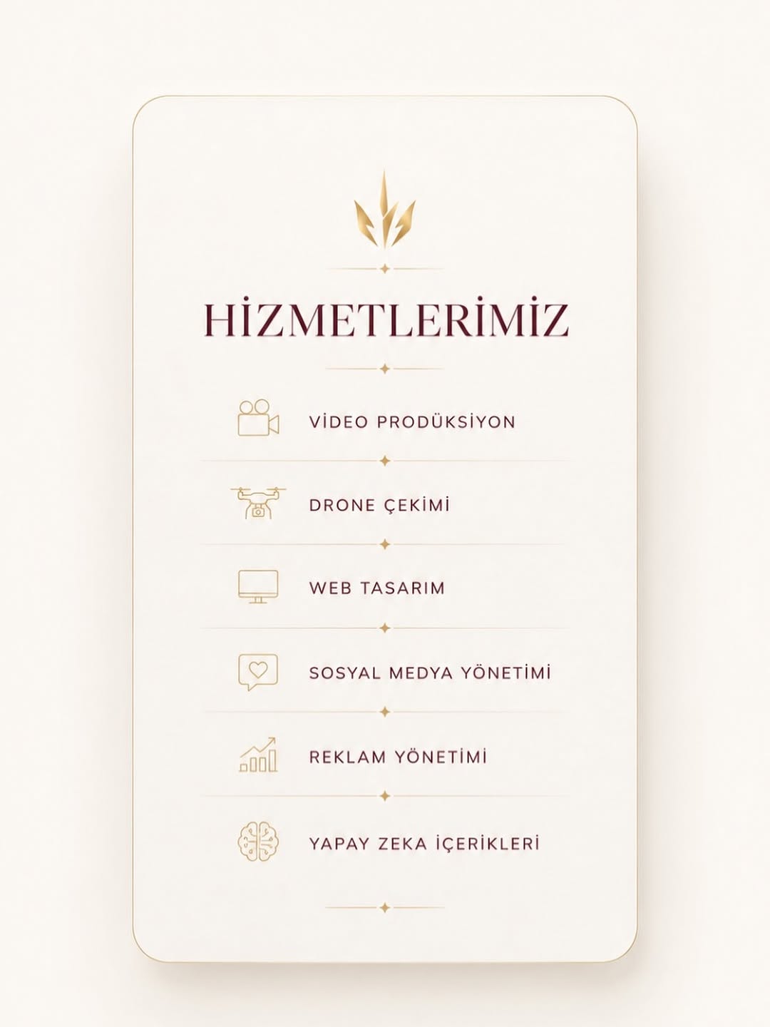 TreeSpark Media hizmetler listesi — video, drone, web, sosyal medya, reklam ve AI